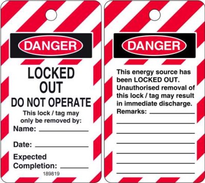 DO NOT OPERATE LOCK OUT TAG