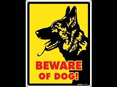 BEWARE OF THE DOG SIGN 225 X 300 PVC GERMAN SHEPHERD