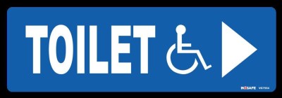 WHEELCHAIR TOILET ACCESS ARROW SIGN RIGHT PVC