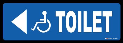 WHEELCHAIR TOILET ACCESS ARROW SIGN LEFT PVC