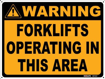 WARNING FORKLIFTS OPERATING IN THIS AREA SIGN 800 X 600 PVC