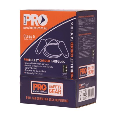 PRO EARPLUGS FOAM CORDED 100 PAIRS