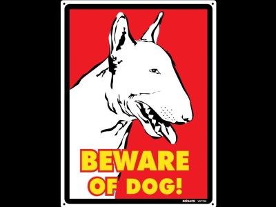 BEWARE OF THE DOG SIGN 225 X 300 PVC PITBULL