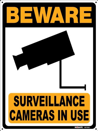 BEWARE SURVEILLANCE CAMERAS IN USE SIGN 225 X 300 PVC