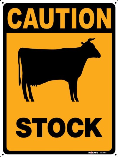 CAUTION STOCK SIGN 450 X 600 PVC