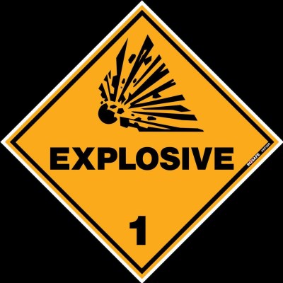 DANGER EXPLOSIVES 1.2G 1 PLACARD SIGN 295 X 295 PVC