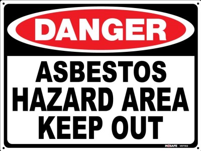 DANGER ASBESTOS HAZARD AREA KEEP OUT SIGN 300 X 225 PVC