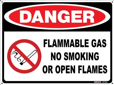 DANGER FLAMMABLE GAS NO SMOKING OR OPEN FLAMES SIGN 300 X 22