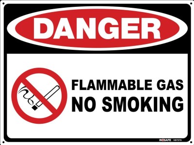 DANGER FLAMMABLE GAS NO SMOKING SIGN 300 X 225 PVC