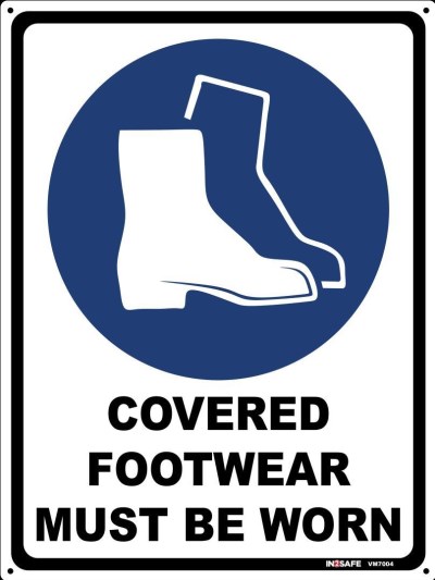 COVERED FOOTWEAR MUST BE WORN SIGN 225 X 300 PVC