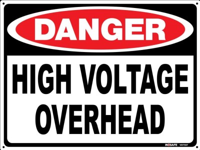 DANGER HIGH VOLTAGE OVERHEAD SIGN 400 X 300 PVC