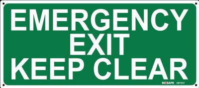 EMERGENCY EXIT KEEP CLEAR SIGN 450 X 200 PVC