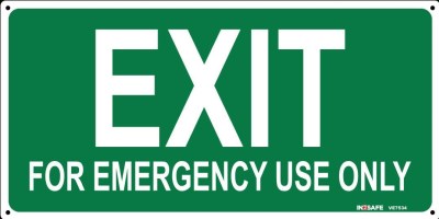 EXIT FOR EMERGENCY USE ONLY SIGN 300 X 150 PVC