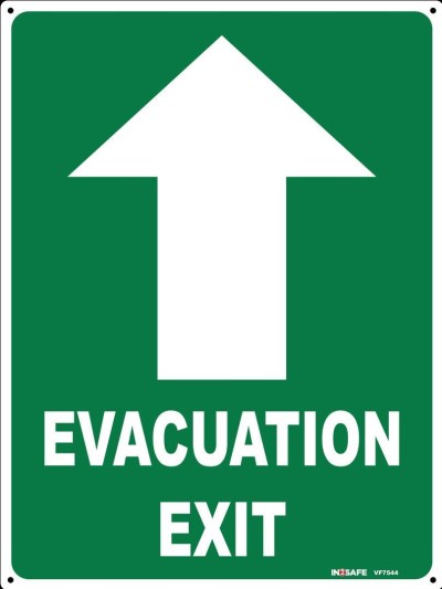 EVACUATION EXIT UP SIGN 225 X 300 PVC