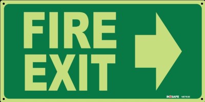 FIRE EXIT RIGHT LUMINOUS SIGN 300 X 150 PVC