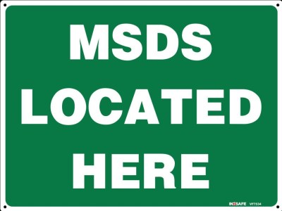 MSDS LOCATED HERE SIGN 300 X 225 PVC