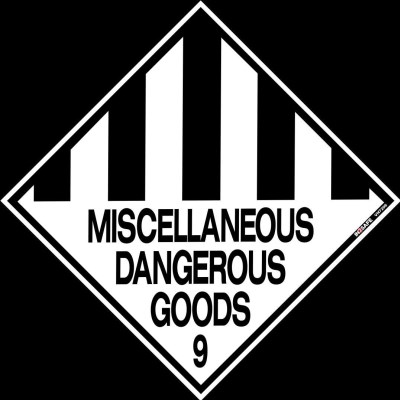 MISCELLANEOUS DANGEROUS GOODS 9 PLACARD 250 X 250 PVC