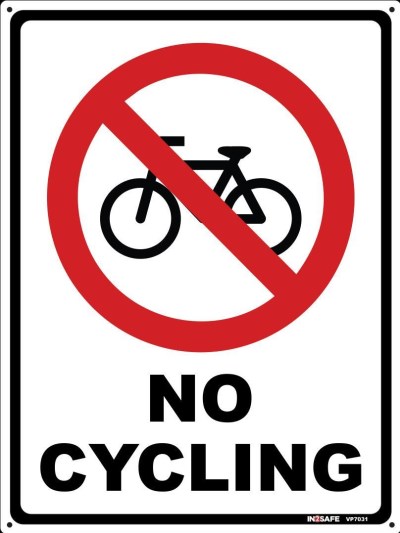 NO CYCLING SIGN 225 X 300 PVC