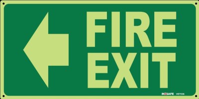 FIRE EXIT LEFT LUMINOUS SIGN 300 X 150 PVC