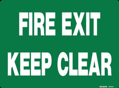 FIRE EXIT KEEP CLEAR SIGN 300 X 225 PVC