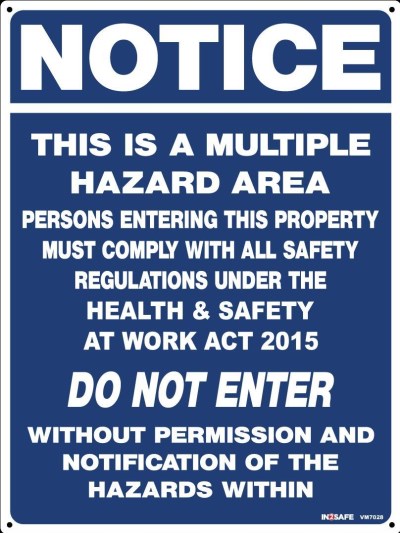 NOTICE THIS IS A MULTIPLE HAZARD AREA SIGN 300 X 400 PVC