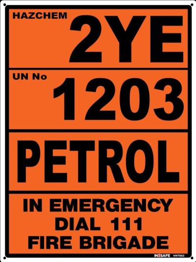 PETROL 2YE UN1203 SIGN LABEL 225 X 300 PVC