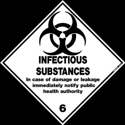 INFECTIOUS SUBSTANCE 6 SIGN LABEL 400 X 400 SAV