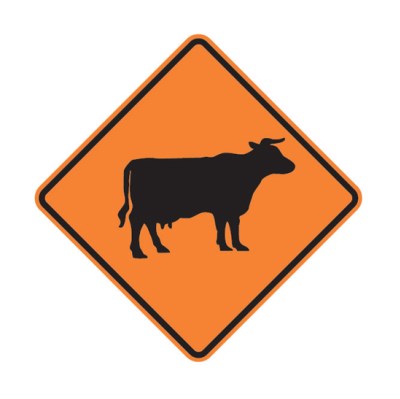 ROAD SIGN STOCK COW