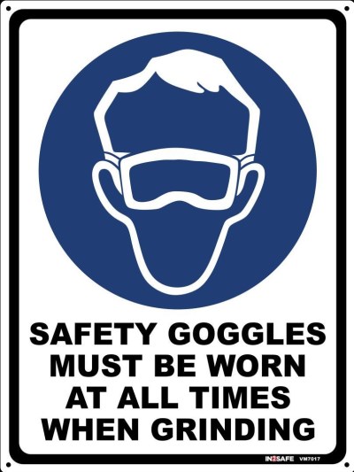 SAFETY GOGGLES MUST BE WORN AT ALL TIMES WHEN GRINDING 225 X