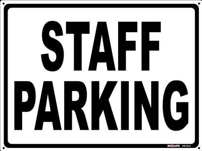 STAFF PARKING SIGN 300 X 225 PVC