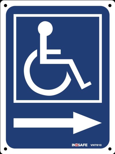 WHEELCHAIR ARROW RIGHT SIGN 300 X 400 PVC