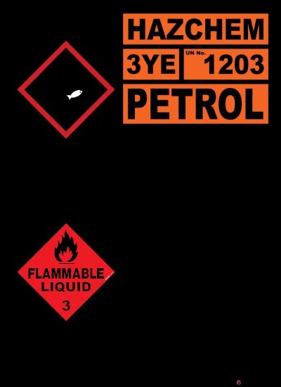 STATIONARY FARM PETROL TANK LABEL -OVER 250 LITRE 300 X 420