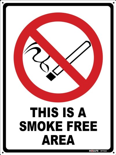 THIS IS A SMOKE FREE AREA SIGN 225 X 300 PVC