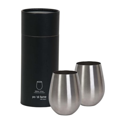 STEMLESS STAINLESS STEEL WINE GLASS SET