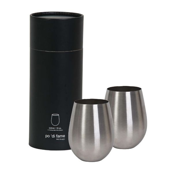 Picture of STEMLESS STAINLESS STEEL WINE GLASS SET