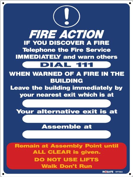Picture of FIRE ACTION SIGN (NO ALARM) 300 X 400 PVC