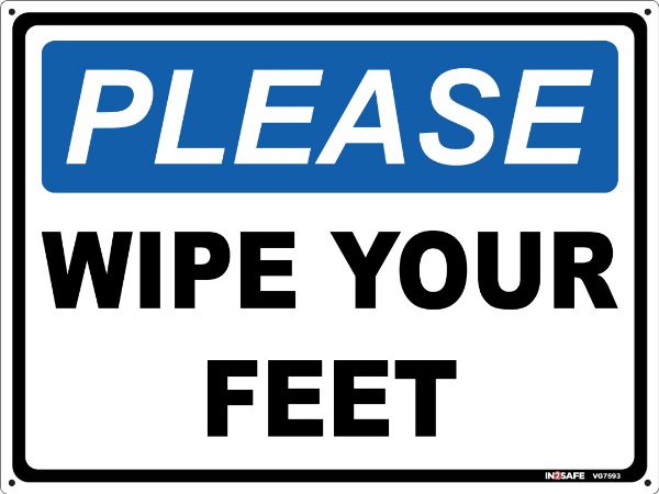Picture of PLEASE WIPE YOUR FEET SIGN 300 X 225 PVC