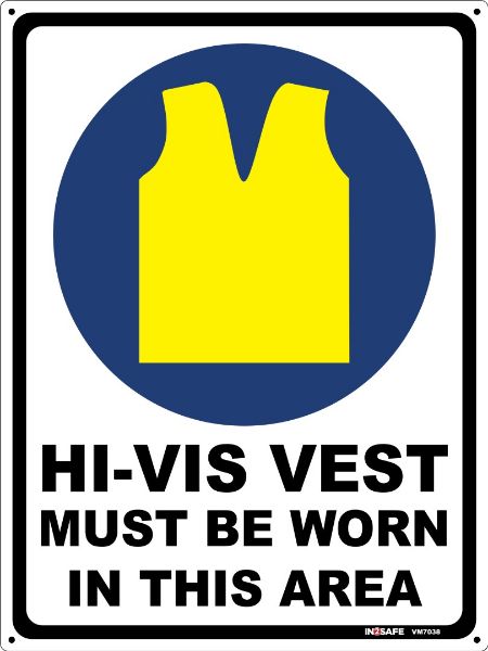 Picture of HIVIS VEST MUST BE WORN IN THIS AREA SIGN 225 X 300 PVC