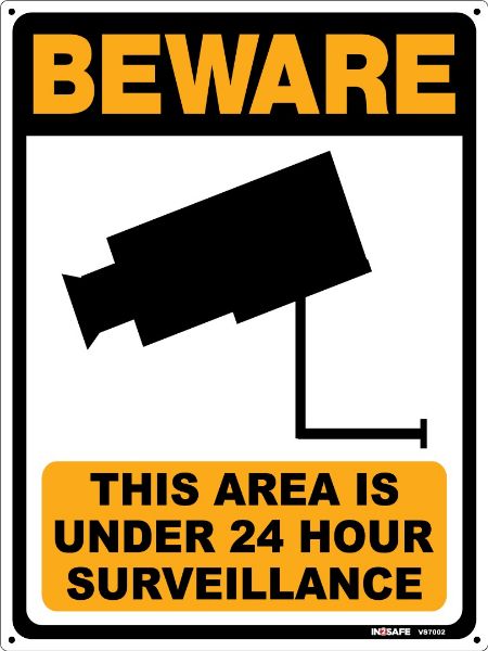 Picture of BEWARE THIS AREA IS UNDER 24 HOUR SURVEILLANCE SIGN 225 X 30
